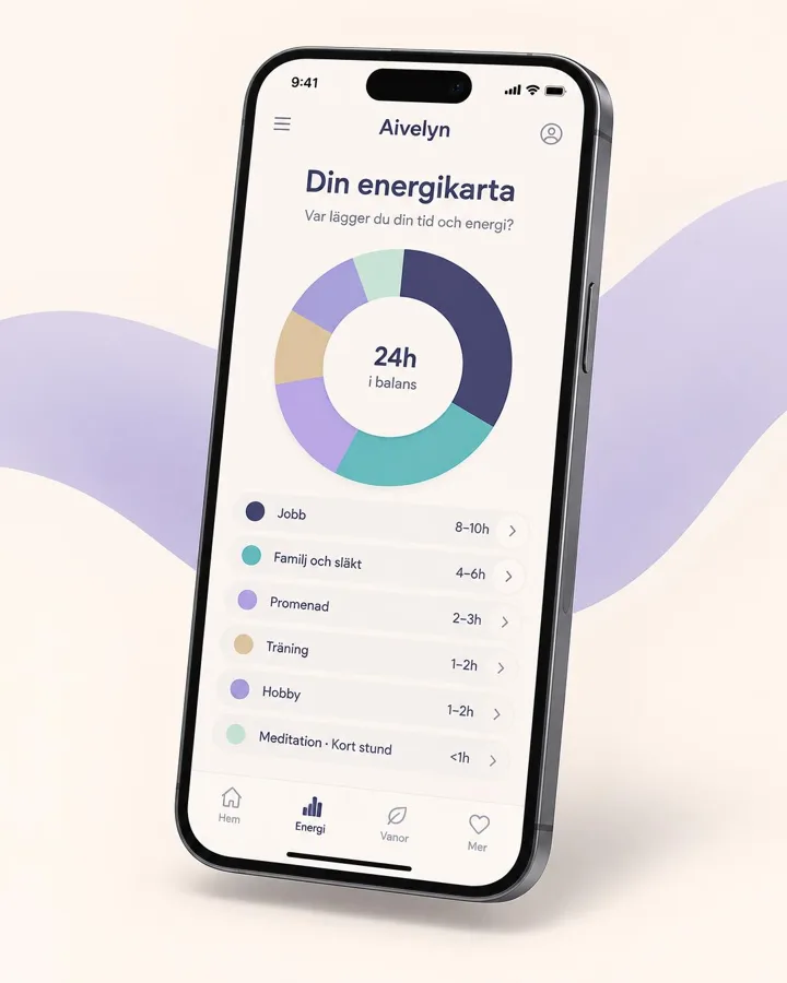 Mobil som visar energikartan i Aivelyn